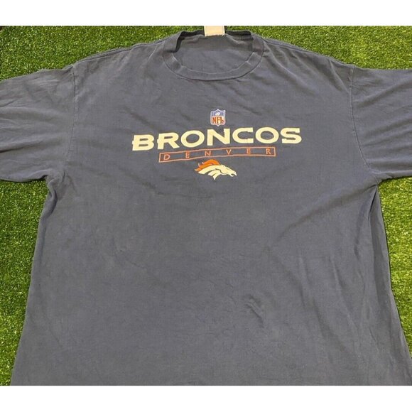 Denver Broncos shirt mens extra large long sleeve Y2K Retro blue adult NFL Q - Picture 4 of 11